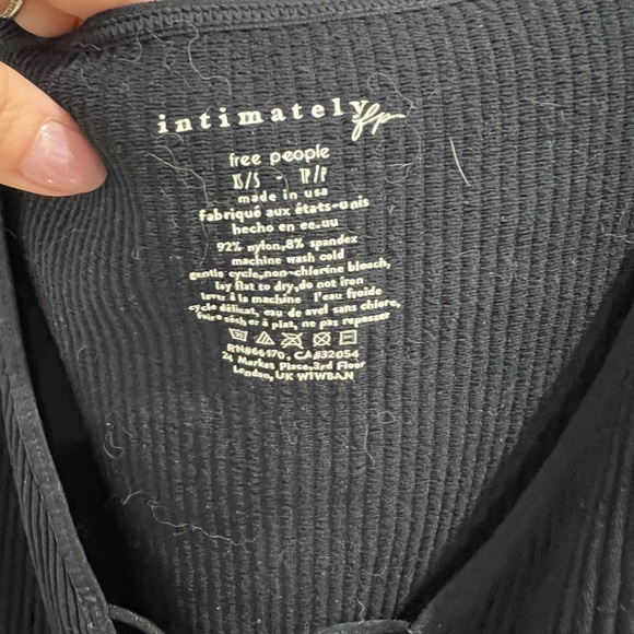 Free people intimately XS/s Chic Black Long Sleeve V-Neck Top - Picture 3 of 5